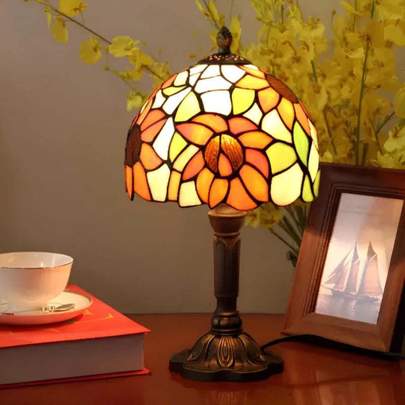 Stained Glass Table Lamp, Glass & Resin, 37 x 20 x 12 cm | Baroque or Floral Pattern | Warm Ambient Glow, E27 Bulb Included 4
