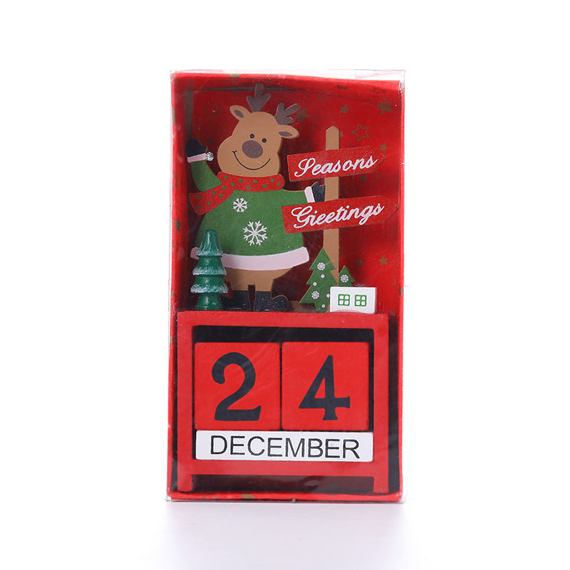 Wooden Christmas Countdown Calendar | Numbered Dates with Carved Figure Design | Eco-Friendly Reusable Wood Decoration 12