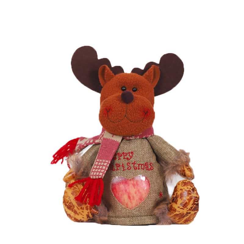 Christmas Gift Bag Santa Snowman Elk Designs | Linen Fabric Treat Pouch for Sweets | Reusable Festive Candy Holder 12