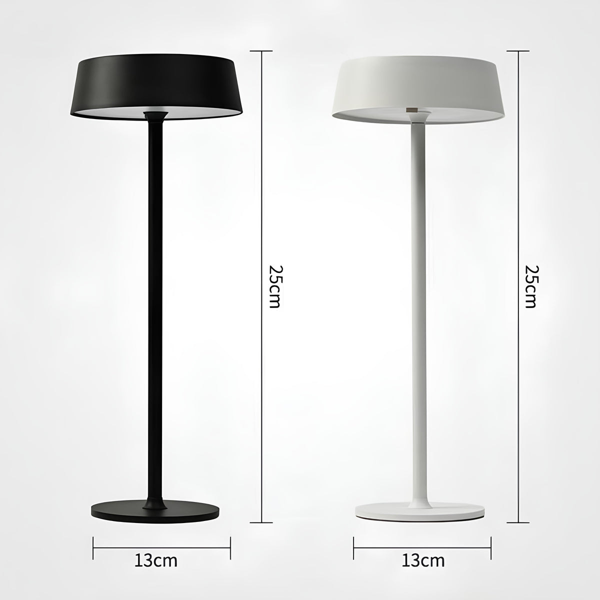 Cordless Rechargeable Table Lamp, Iron Build, 25 x 13 cm | Black, White or Brown | Dimmable with 3 Lighting Modes 12