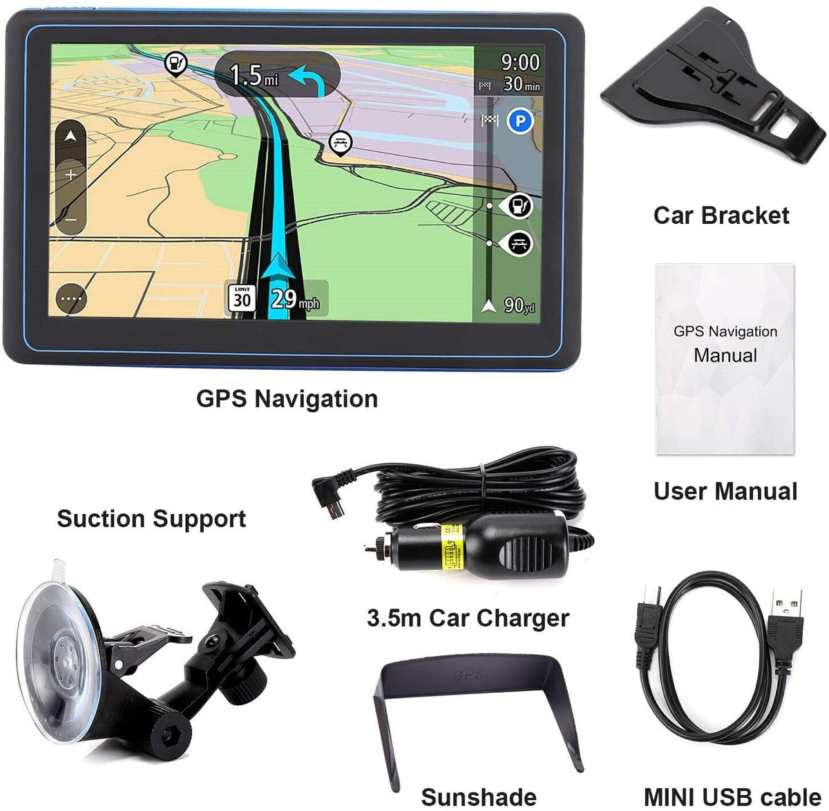 7" GPS Navigation System | Pre-Loaded UK & EU Maps, Speed Camera & Lane Alerts | Free Lifetime Map Updates for Cars & Trucks 6