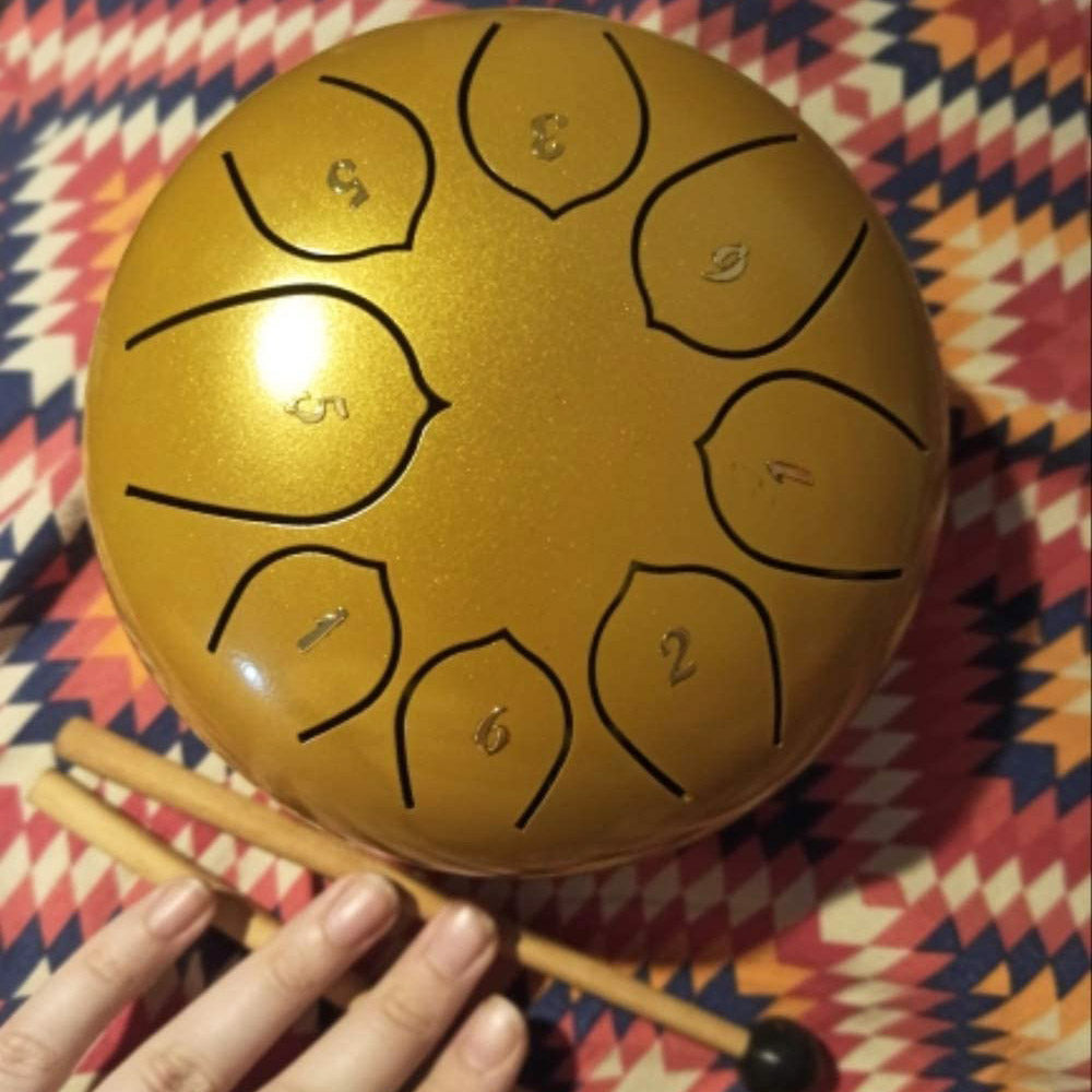 Steel Tongue Drum | 8 Note D Major Hand-Tuned | Portable Meditation Instrument with Drumsticks, Bag & Finger Covers 2