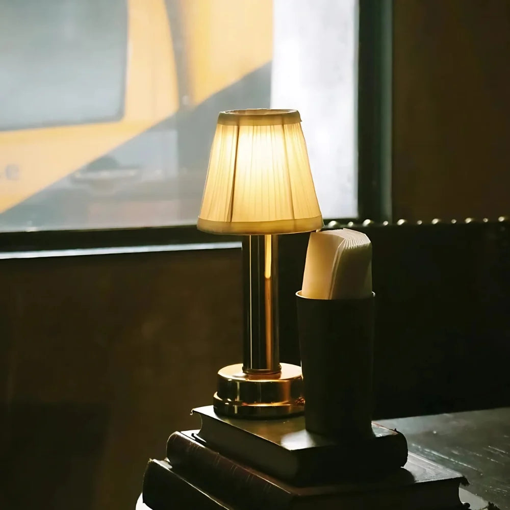 Rechargeable Table Lamp Fabric & Aluminium | Touch Control with 3 Brightness Levels | Cordless Up to 12 Hours Light 1