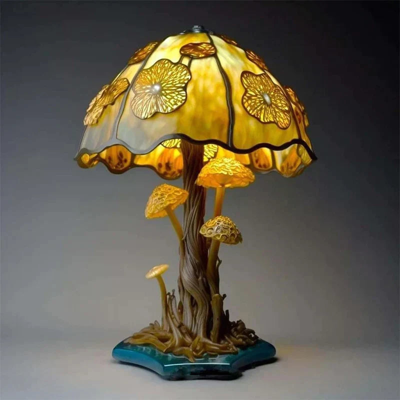 Stained Glass Table Lamp 45 cm | 8 Nature-Inspired Colour Designs | USB-Powered LED Glow for Home Décor, Bedside and Shelf 5