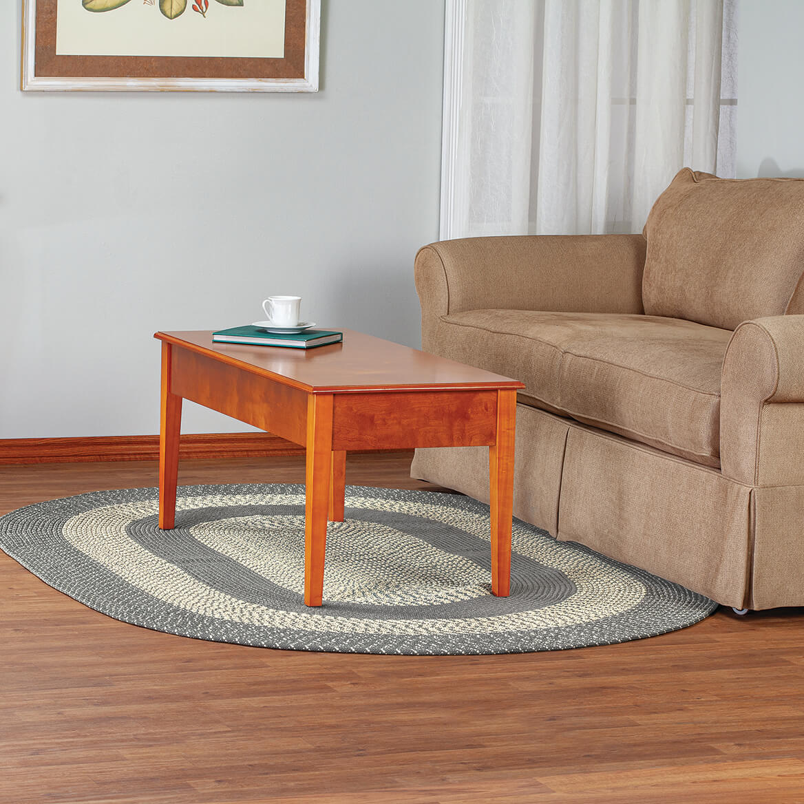 Braided Rug Polyester | Round, Oval & Runner Sizes 20"x30" to 5' x 7' | Reversible Two-Tone Country Design, 5 Colours 49