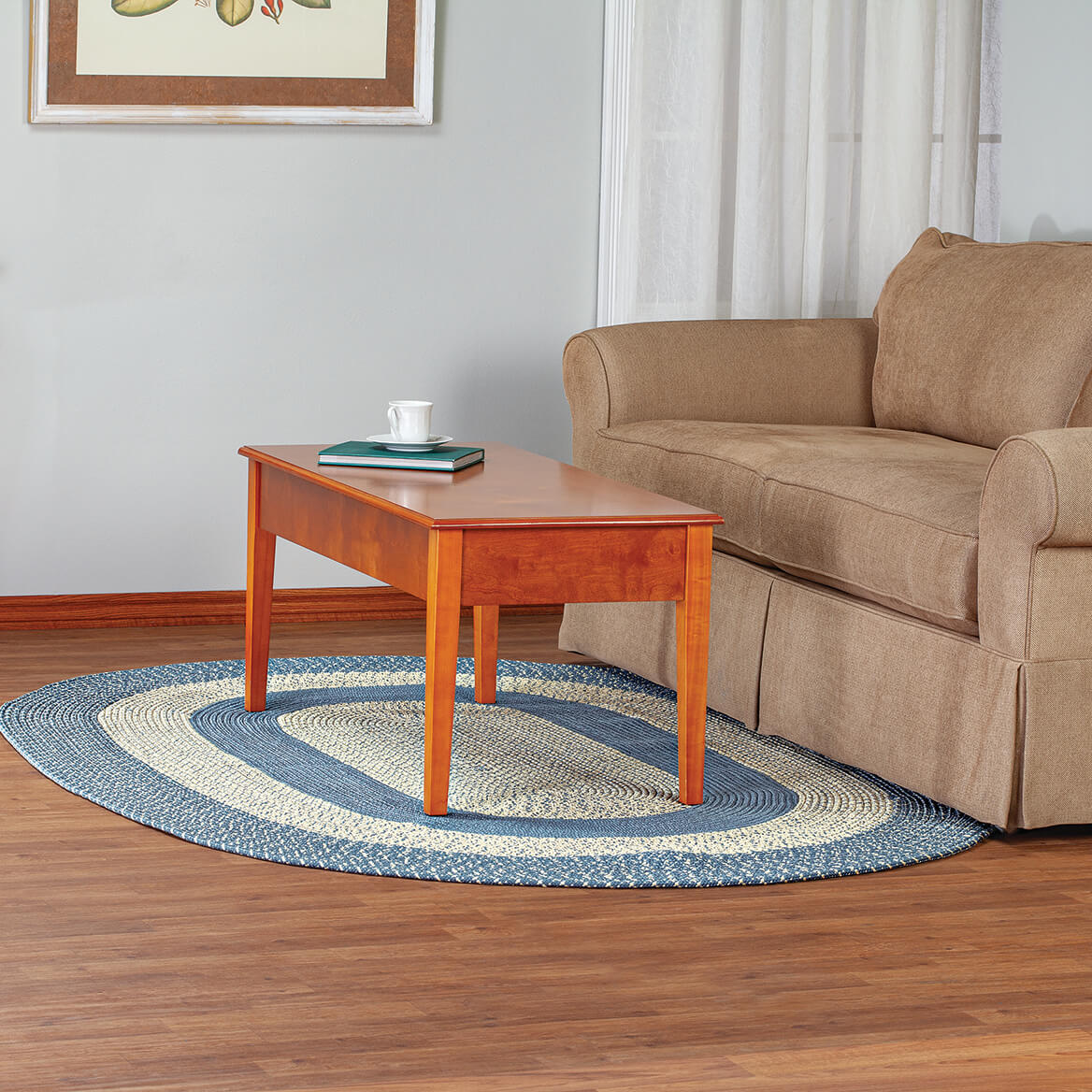 Braided Rug Polyester | Round, Oval & Runner Sizes 20"x30" to 5' x 7' | Reversible Two-Tone Country Design, 5 Colours 50