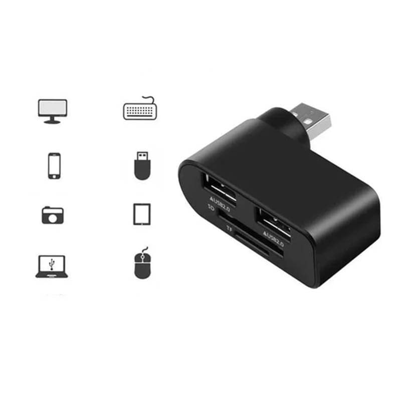 4-in-1 Rotating USB Hub Card Reader | USB 2.0 Transfer Up to 480Mbps | Reads SD/MicroSD Cards & USB Flash Drives 10