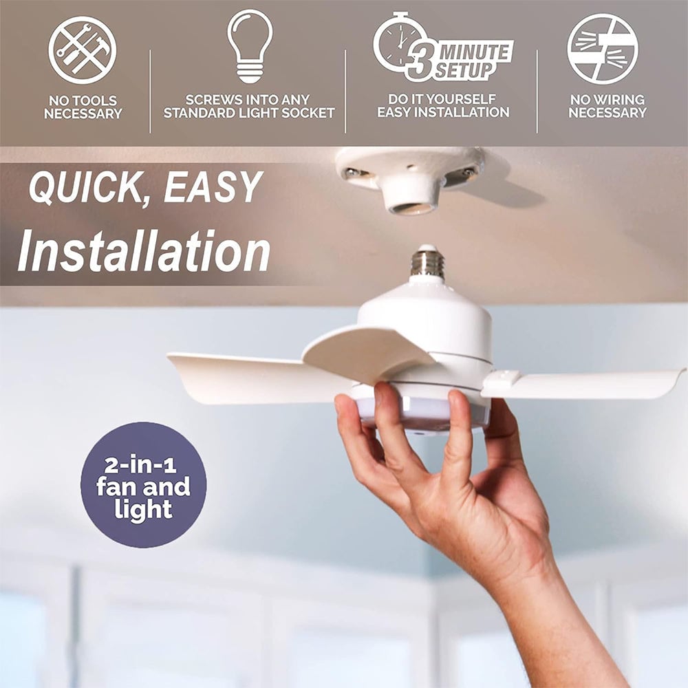 LED Ceiling Fan Light | E27/B22 Screw-In Base, 30W or 40W | Remote-Controlled 3-Speed Fan, No Wiring or Electrician Needed 1