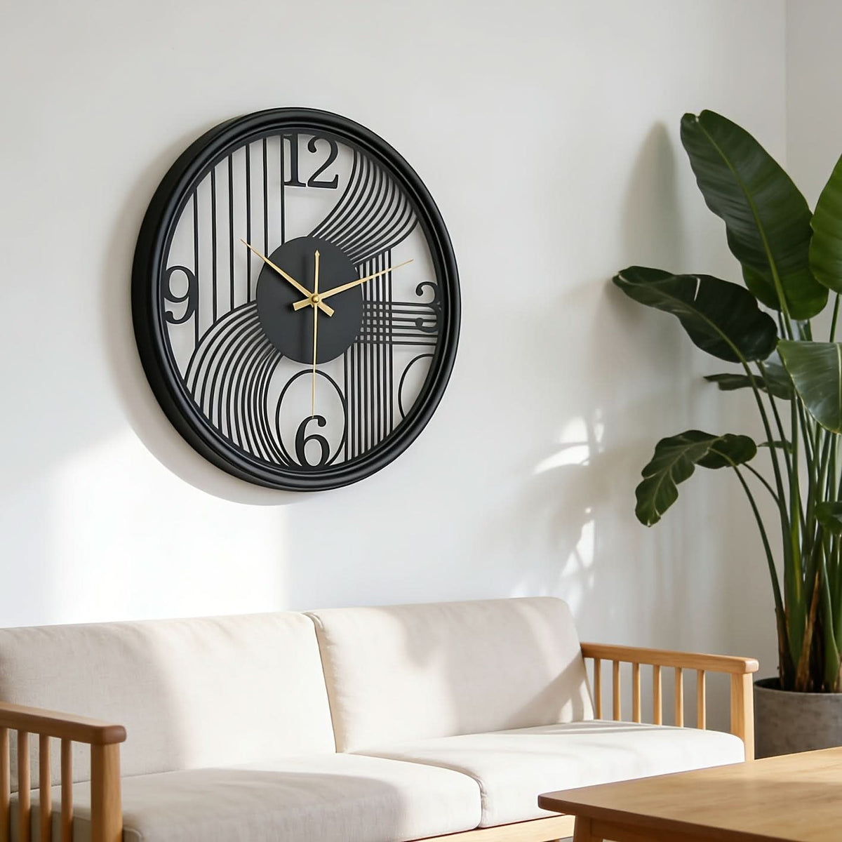 Silent Wall Clock Large Iron 3D Round Analogue with Non-Ticking Movement 1