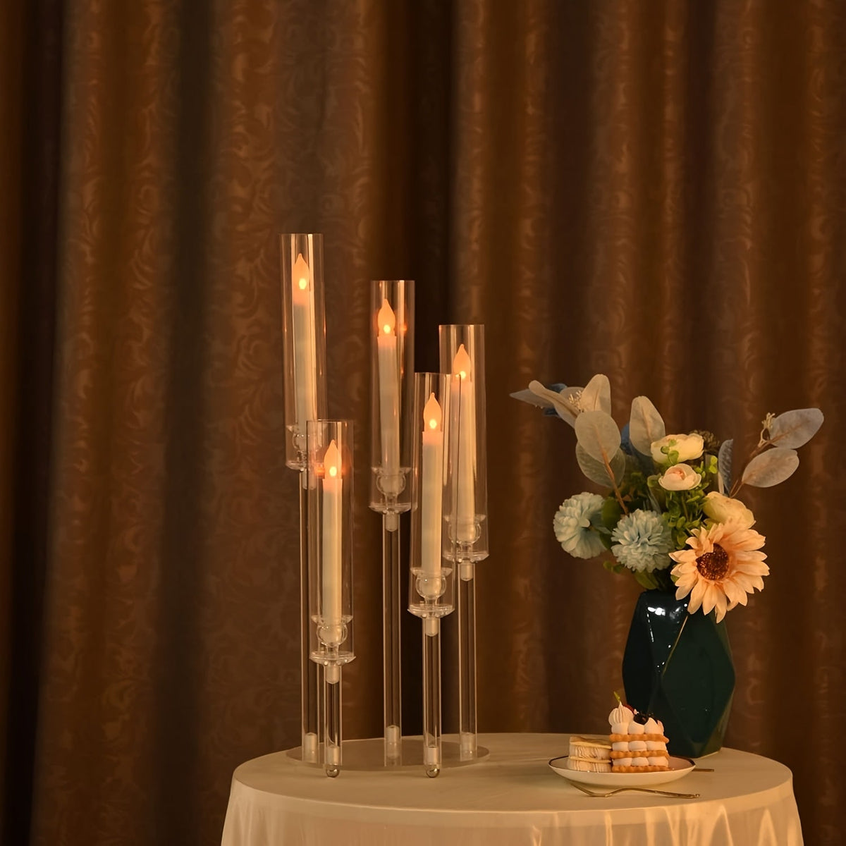 5-Arm Candle Holder Acrylic | Curved Arms for Wax or LED Candles | Shatter-Resistant Design for Indoor & Outdoor Use 10