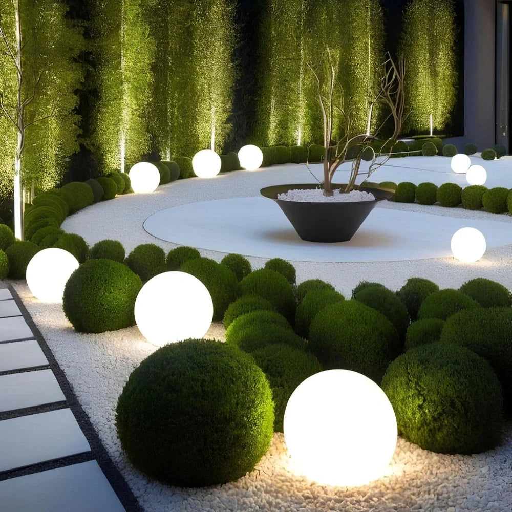 Spherical LED Garden Light 12 to 25 cm | 16-Colour Remote Control, USB Rechargeable | Weather-Resistant, Solar Powered Option 1