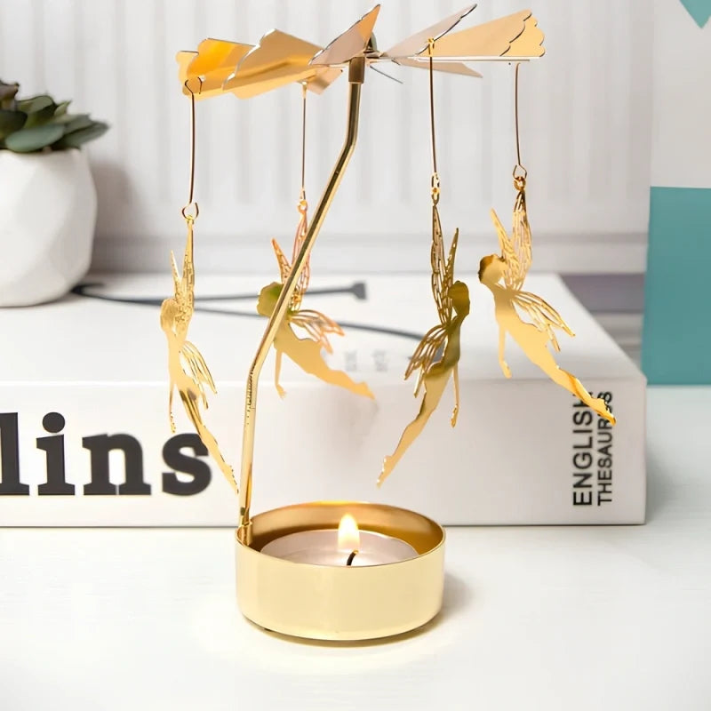 Candle Carousel Alloy Spinner 16.5 x 8 x 5 cm | Fawn, Fairy, Angel, Unicorn Styles | Heat-Powered Rotating Display 16