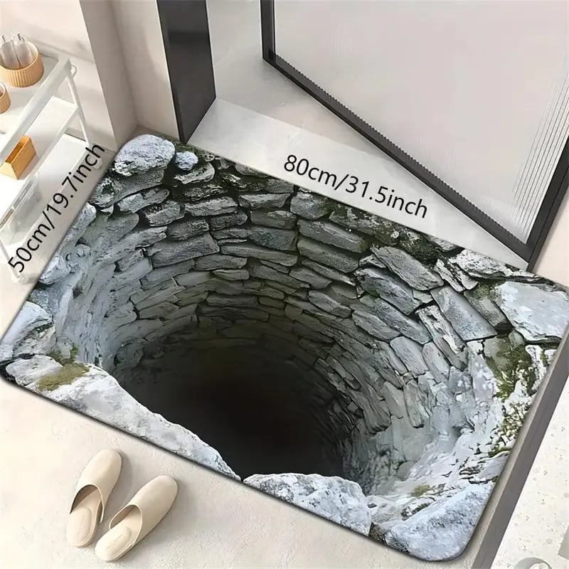 3D Optical Illusion Door Mat with Diatomaceous Earth Surface | Instant Water Absorption | Non-Slip Backing for Wet Floors 14