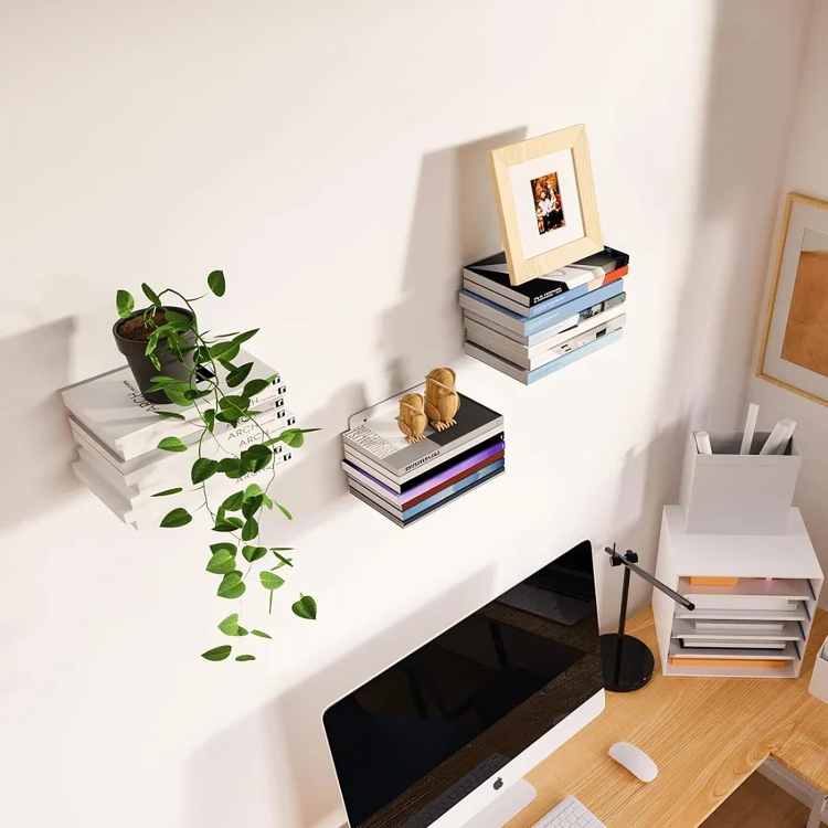Invisible Book Shelf Bracket | Steel Build, Holds 6-8 Books Without Bending | Space-Saving Wall Mount Storage Solution 4