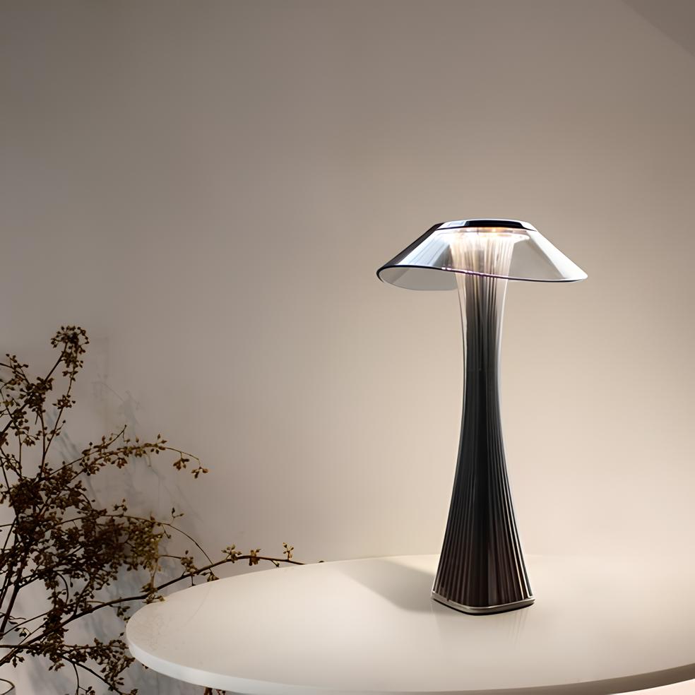 Cordless Table Lamp ABS 27.4 x 15.1 x 7.8 cm | Rose Gold or Black, Curved Design | Rechargeable, 3-Colour Dimmable Light 9