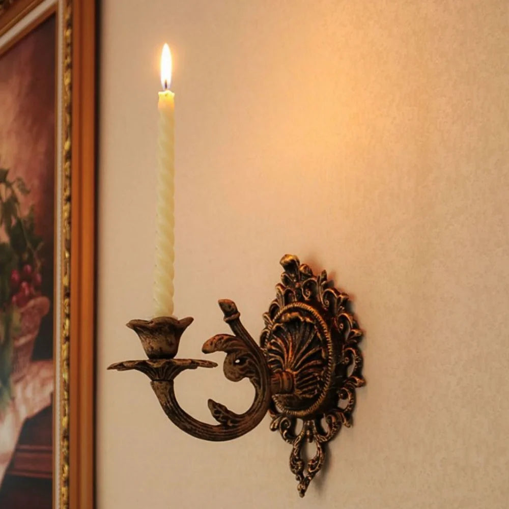 Wrought Iron Candle Sconce 18.5 x 18.5 x 13 cm | Ornate Scrollwork Wall Design | Holds Taper Candles & Doubles as Hook 1