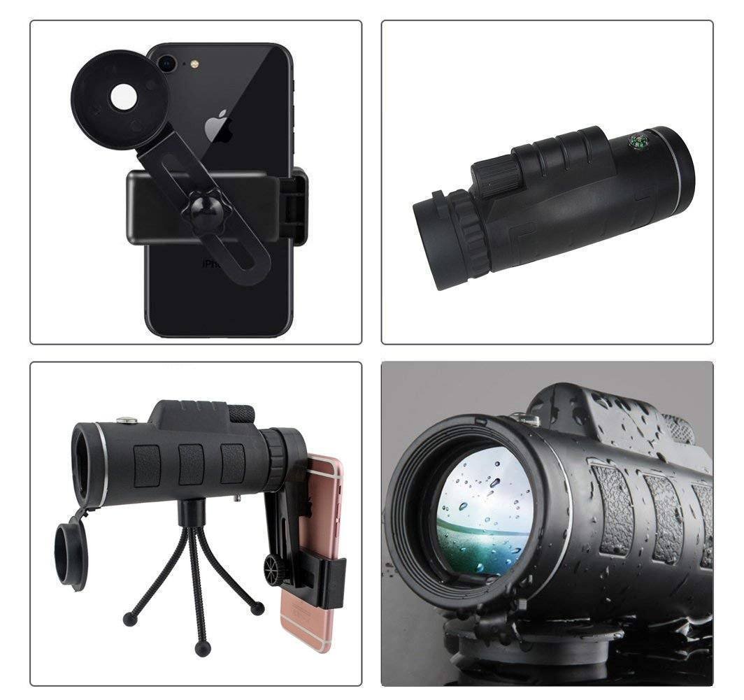 12X50 Monocular Telescope | BAK4 Prism with 38 m/1000Yds Field of View | Smartphone Adapter and Tripod Included 2