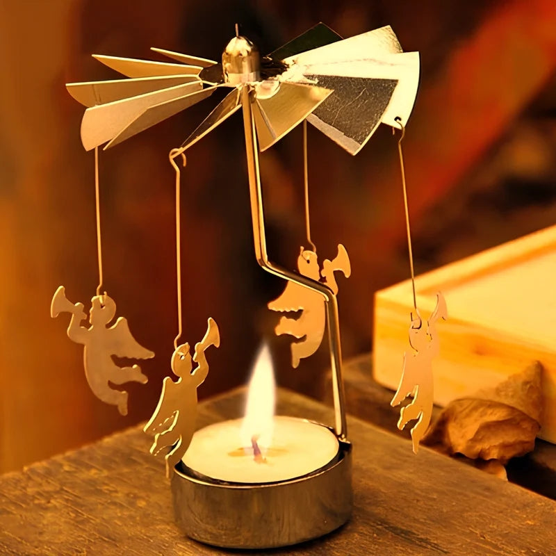 Candle Carousel Alloy Spinner 16.5 x 8 x 5 cm | Fawn, Fairy, Angel, Unicorn Styles | Heat-Powered Rotating Display 18