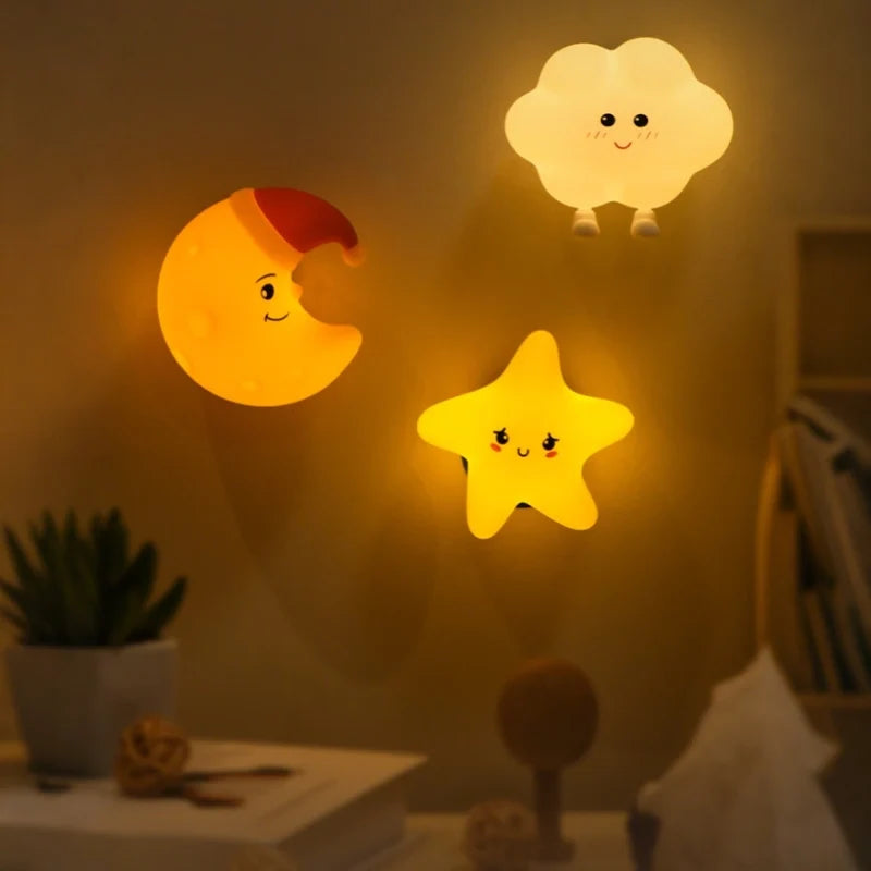 Silicone Night Light 9 cm | Star, Moon or Cloud Shape | Squeeze-Control, Rechargeable, Warm White Glow, Nursery Gift 5