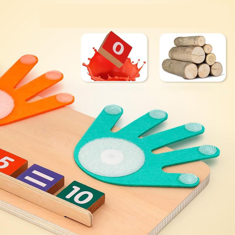Finger Counting Math Board Wood | Montessori Numbers Counting Toy for Kids | Teaches Addition, Subtraction and Number Recognition 10