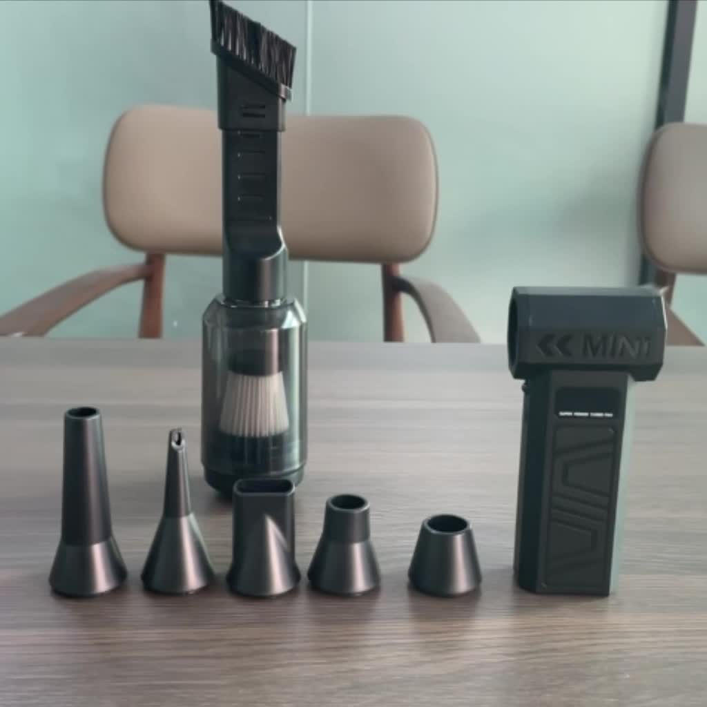 Electric Air Duster & Mini Vacuum Cleaner | 130,000 RPM Brushless Motor | 2x 4000 mAh Battery, USB-C Fast Charging 12