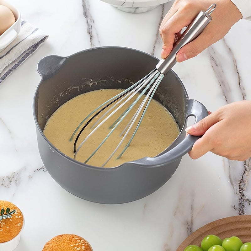 Nesting Mixing Bowl Set Plastic Stackable Graduated with Pour Spouts 8