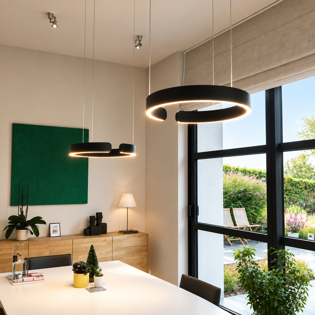 Round LED Ceiling Light Metal Acrylic | 3 Light Tones Dimmable Adjustable Height | Minimalist Living Room Lighting 1