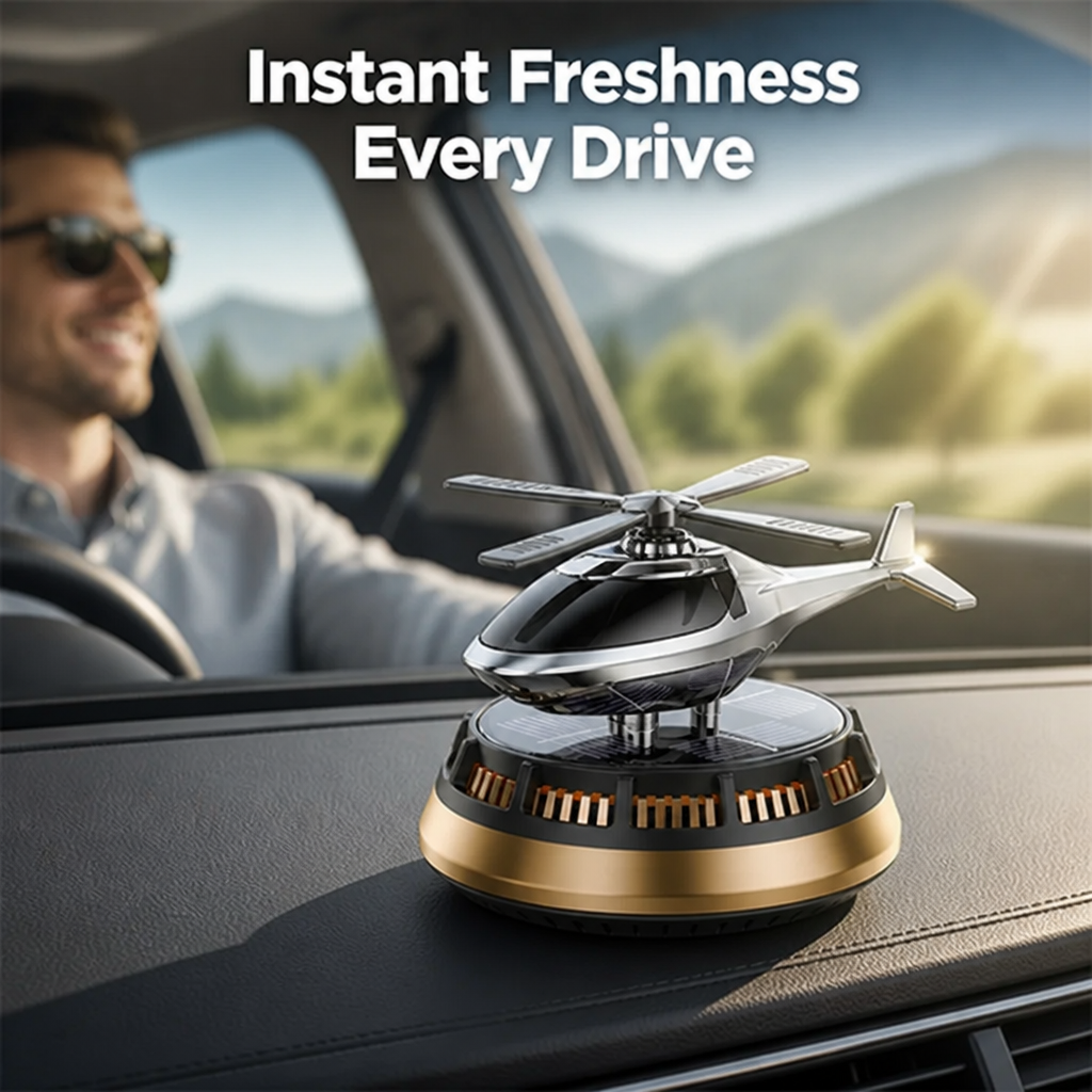 Solar Car Air Freshener Spinner | Sunlight-Powered Rotating Blades | Long-Lasting Fragrance, No Batteries Required 1