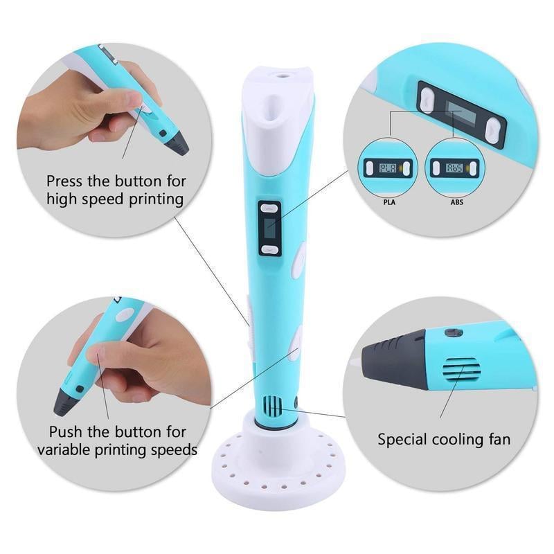 3D Printing Pen for Kids and Adults | Adjustable Speed and Temperature | Includes 5 m PLA Filament and LCD Display 7