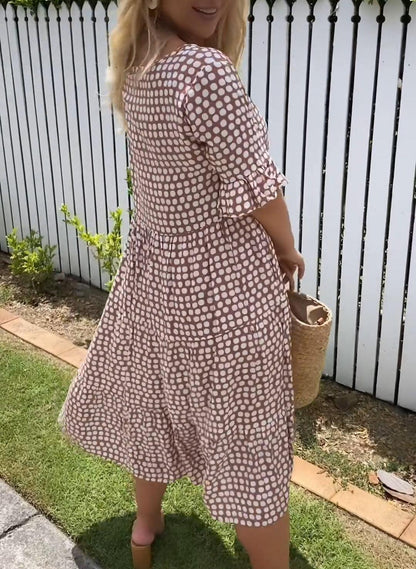 Elegant Threads | Women's Black Midi Dress with Short Sleeves - Relaxed Fit for Everyday Comfort 8
