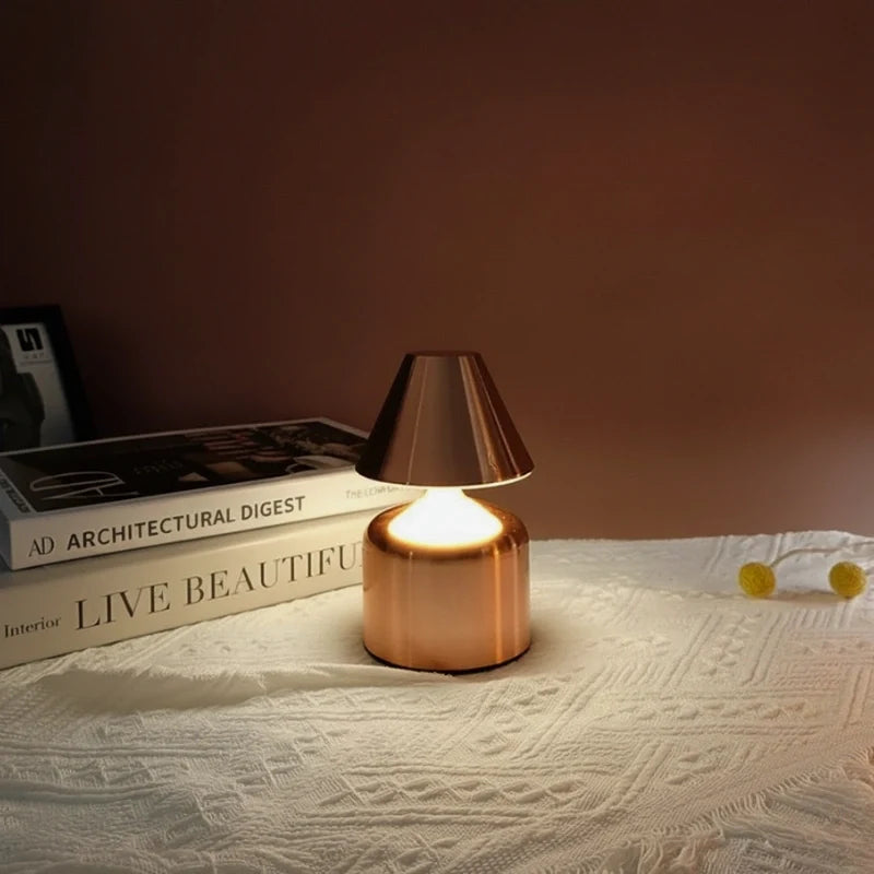 Cordless Table Lamp Wrought Iron 15 x 10 x 9 cm | Dome, Drum, Halo, Orbit, Cone | Dimmable Rechargeable Ambient Light 15