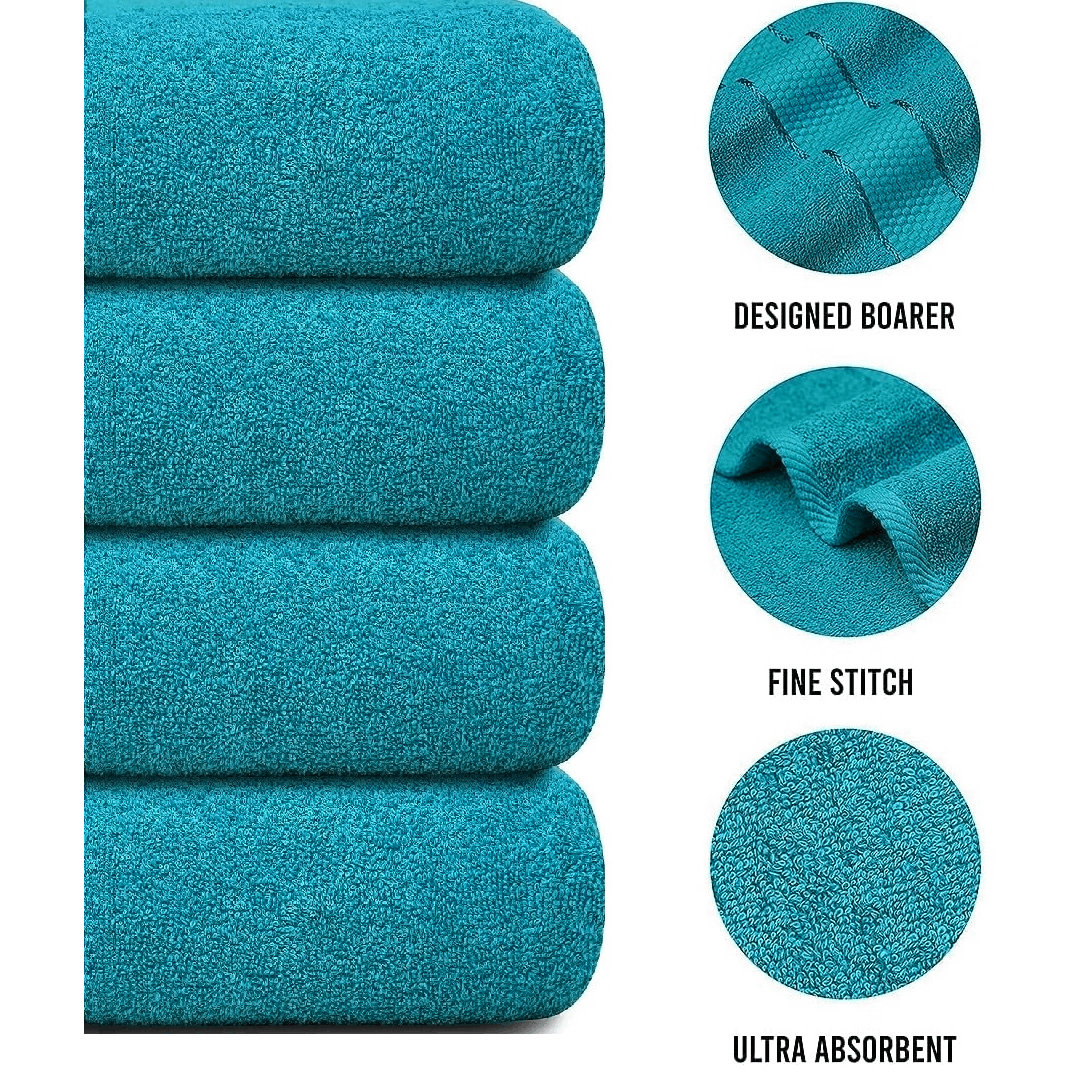 Jumbo Bath Towel Set, 4-Piece | Solid Colour, 12 Shade Options | Quick-Dry, Machine Washable, Coordinated Bathroom Set 36