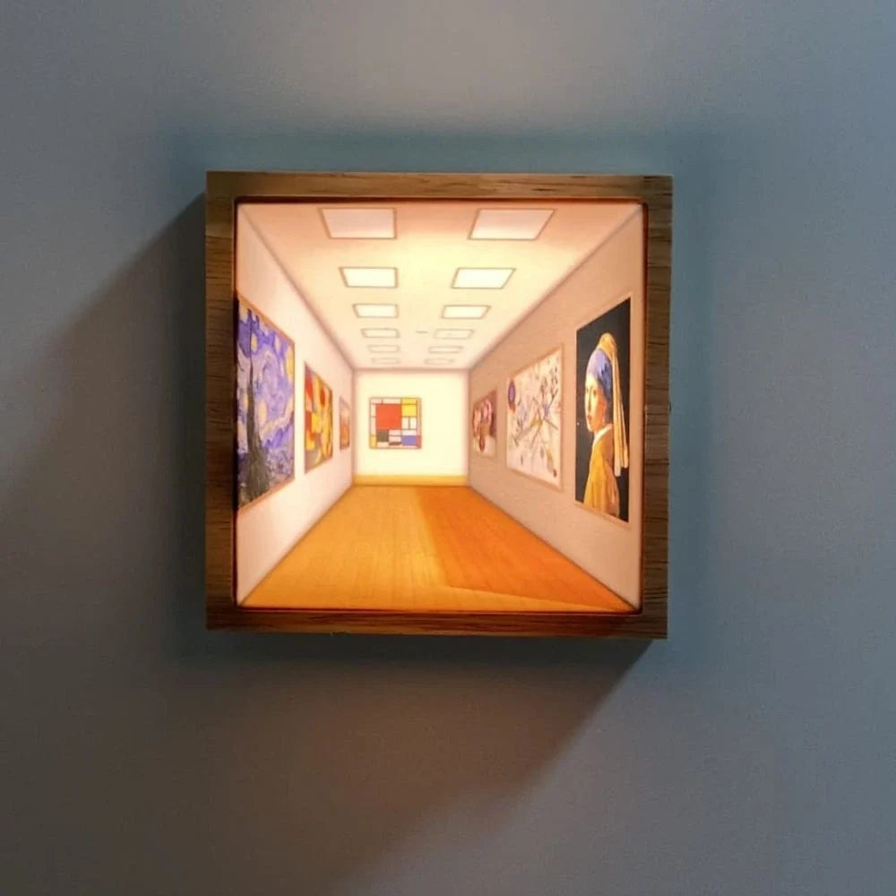 3D Wall Light Panel Wood & PVC 13.8 x 12 cm | 3 Colour Modes, Touch Control | Rechargeable, Cordless, Velcro Mount 6
