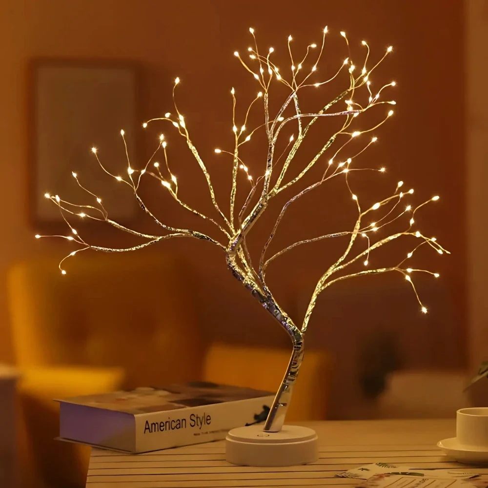 LED Branch Light Tree, Copper Wire, 50 cm | Drop or Pearl Shades, Warm White Glow | Adjustable Branches, USB or Battery Powered 3