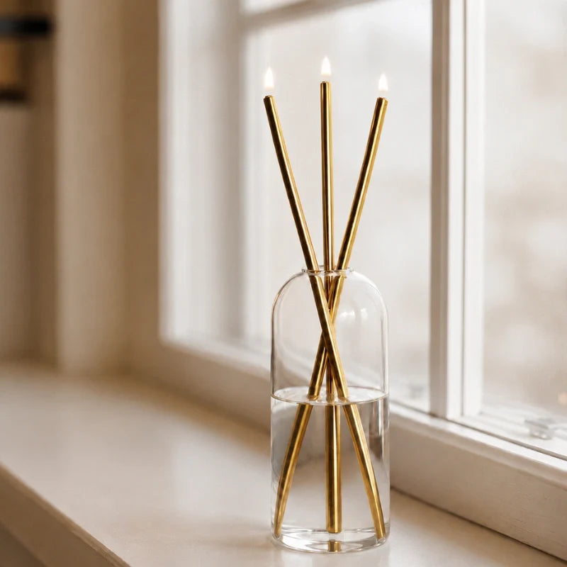 Refillable Oil Candles, Glass & Stainless Steel, Set of 3 | Black, Gold or Silver Finish | No Melting Wax, No Drips 10