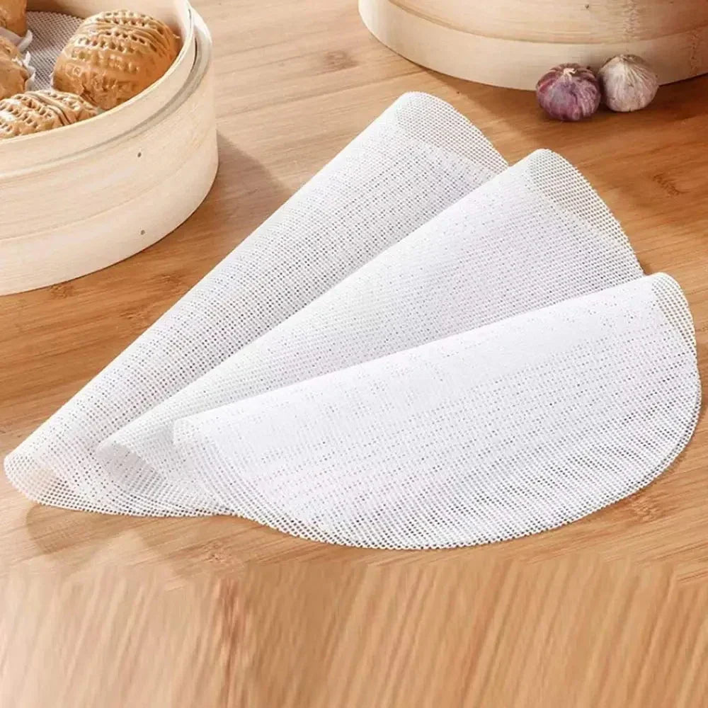 Silicone Steamer Liners Round 8/10/12 Inch | Set of 10, Non-Stick Mesh | Reusable Dehydrator Mats for Steaming & Baking 2