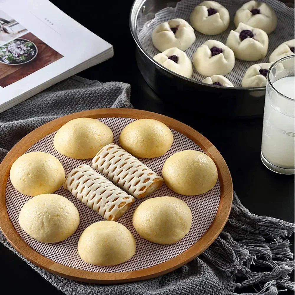 Silicone Steamer Liners Round 8/10/12 Inch | Set of 10, Non-Stick Mesh | Reusable Dehydrator Mats for Steaming & Baking 4