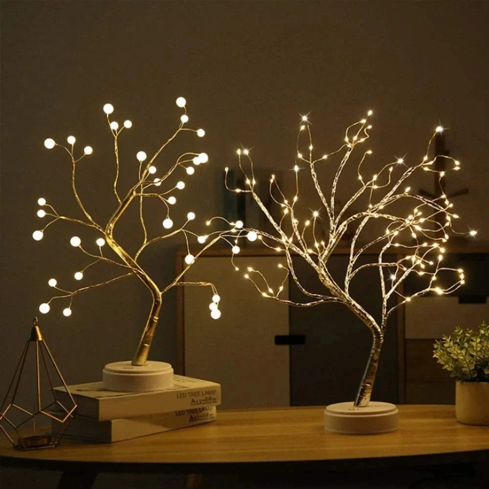 LED Branch Light Tree, Copper Wire, 50 cm | Drop or Pearl Shades, Warm White Glow | Adjustable Branches, USB or Battery Powered 13