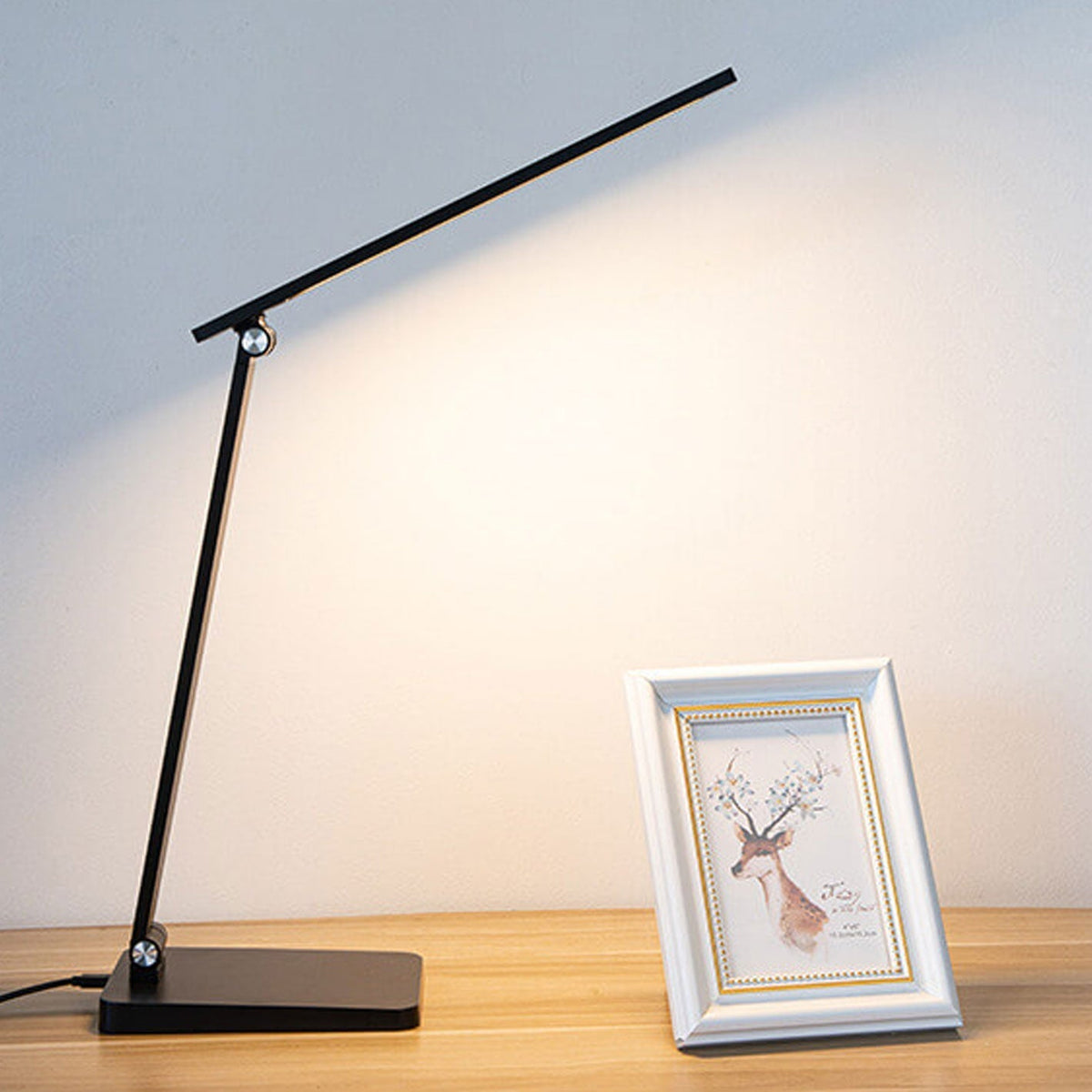 Foldable LED Desk Lamp Aluminium | Touch Dimmer, USB Powered | Adjustable Folding Arm, 700 Lumens, Black or White 1