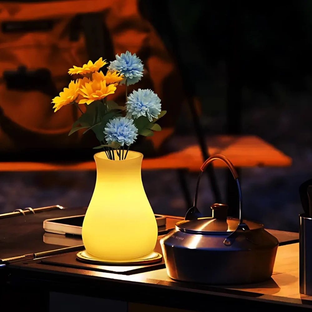 LED Flower Vase Plastic 11 x 11 x 15 cm | Rechargeable & IP65 Waterproof | 16 Colours, Remote Control, USB Charging 4