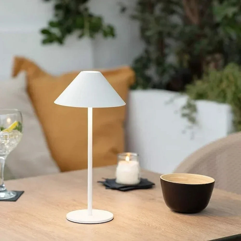 Cordless Cone Table Lamp Metal & Acrylic 26.5-36.5 cm | 5 Colours | Dimmable, Waterproof, USB-C Rechargeable, Indoor & Outdoor Use 1