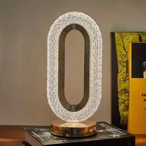 Crystal-Effect Table Lamp, Metal Base, 26 cm | Patterned Faceted Design | Rechargeable USB-C, Touch Dimmable, 3 Colour Modes 7