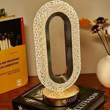 Crystal-Effect Table Lamp, Metal Base, 26 cm | Patterned Faceted Design | Rechargeable USB-C, Touch Dimmable, 3 Colour Modes 9
