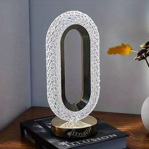 Crystal-Effect Table Lamp, Metal Base, 26 cm | Patterned Faceted Design | Rechargeable USB-C, Touch Dimmable, 3 Colour Modes 8