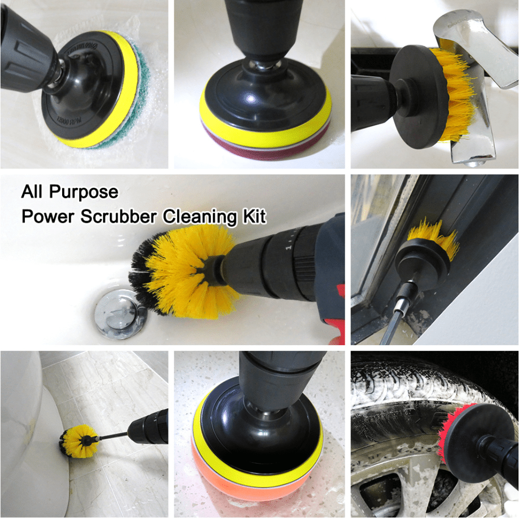 12-in-1 Drill Cleaning Brush Set Nylon | 12-in-1 Attachments for Drains, Tiles, Grout & Carpets | Scratch-Free Deep Clean