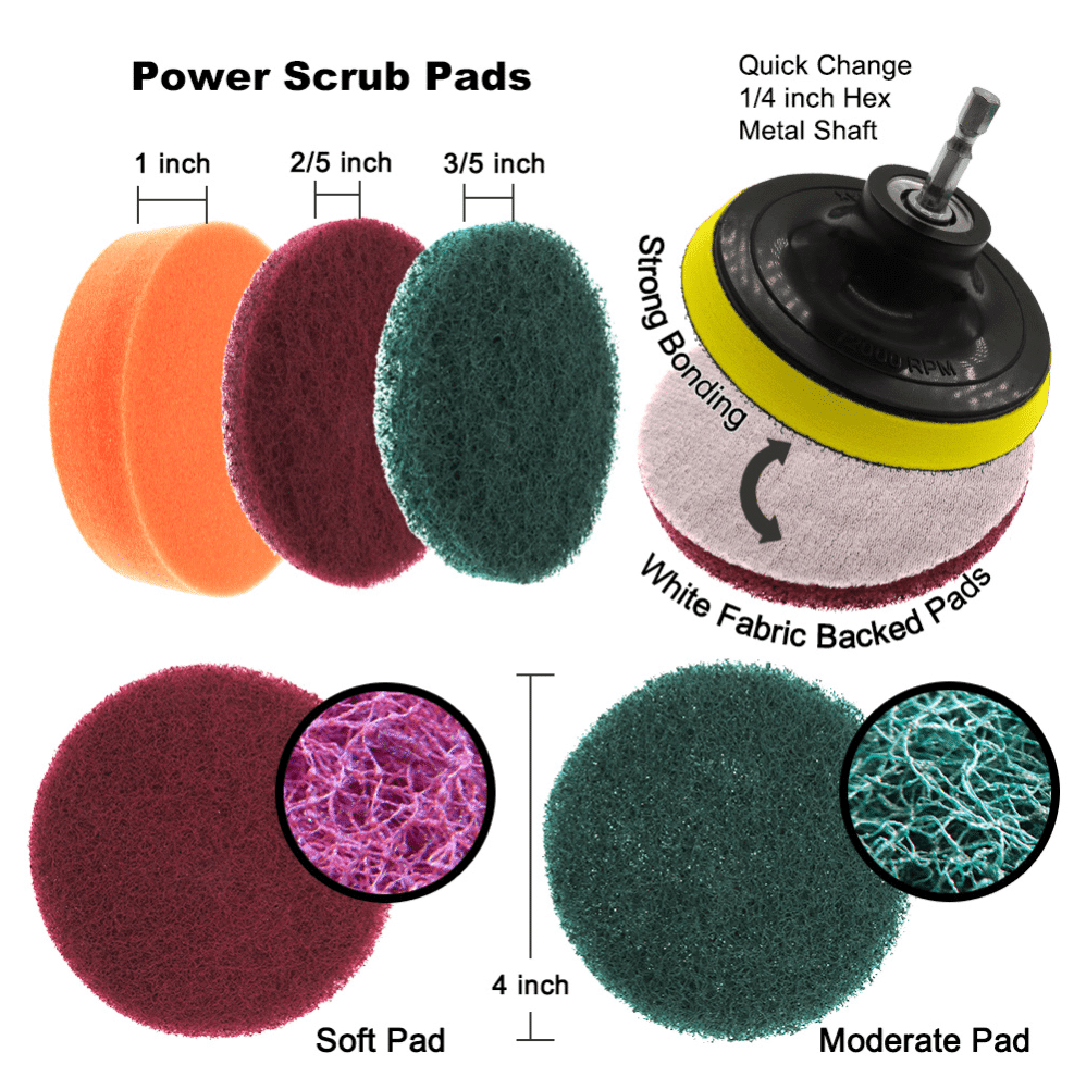 12-in-1 Drill Cleaning Brush Set Nylon | 12-in-1 Attachments for Drains, Tiles, Grout & Carpets | Scratch-Free Deep Clean