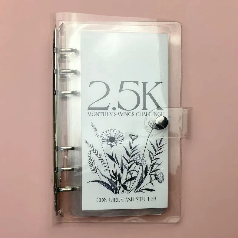 12-Month Envelope Savings Challenge Binder PP+PVC, 19 x 14 cm | Six-Hole Design | Waterproof, Dustproof, Scratch-Resistant 3