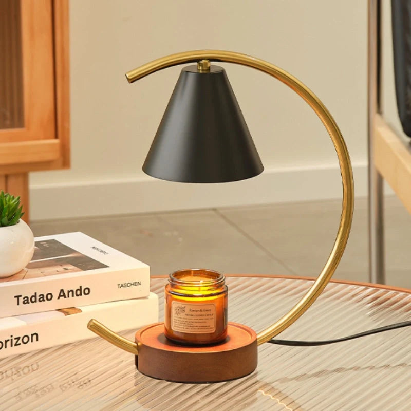 Wax Warmer Lamp Wood and Iron | Dimmable Light with Timer Function | Flameless Fragrance Diffuser for Home Decor 6