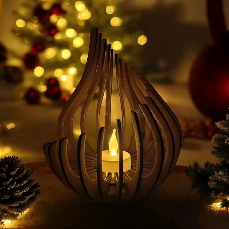 Wooden Teardrop Candle Holder, 16.5-29.5 cm | Hollow Carved Shadow Design | DIY Puzzle Assembly, Available in 4 Sizes 9