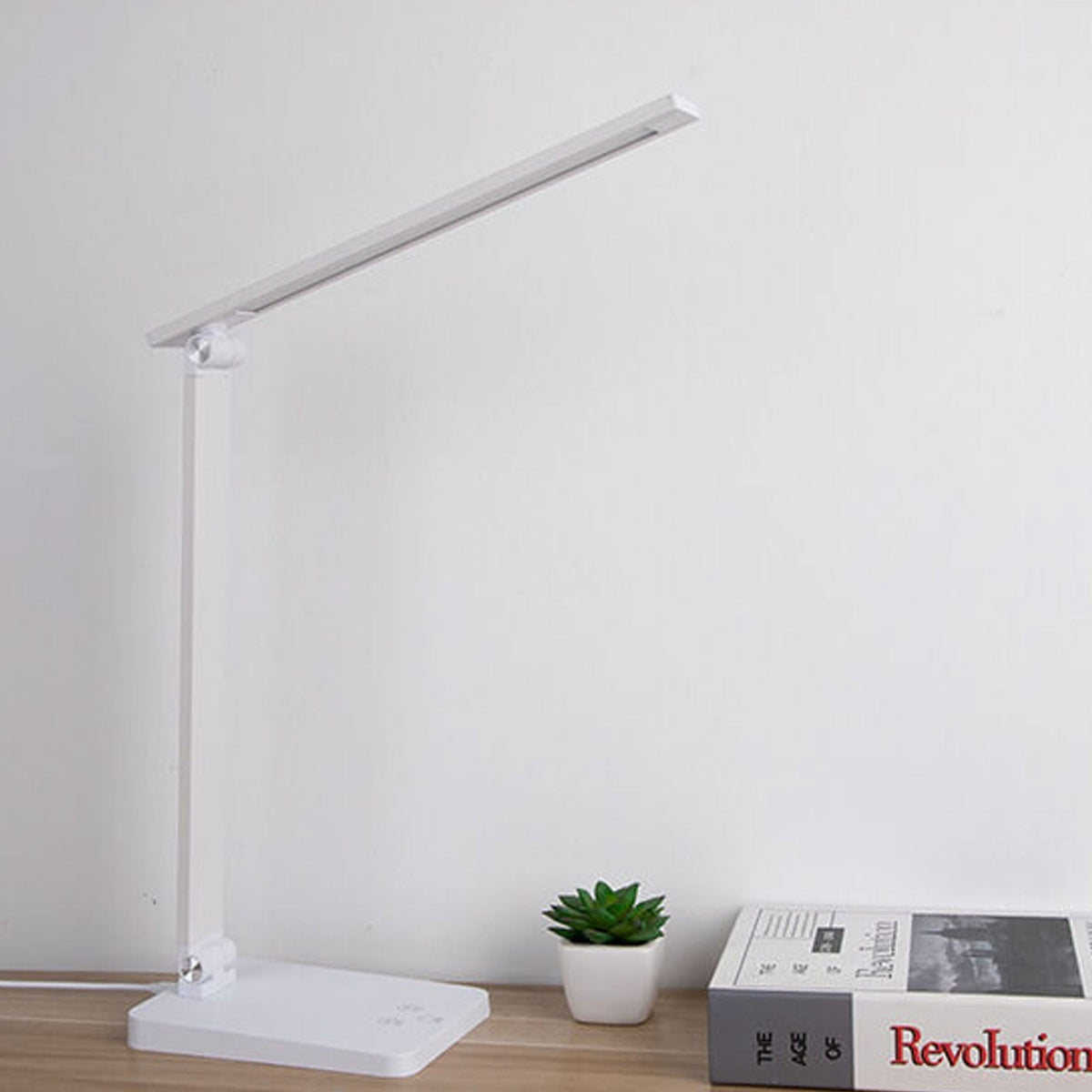 Foldable LED Desk Lamp Aluminium | Touch Dimmer, USB Powered | Adjustable Folding Arm, 700 Lumens, Black or White 2
